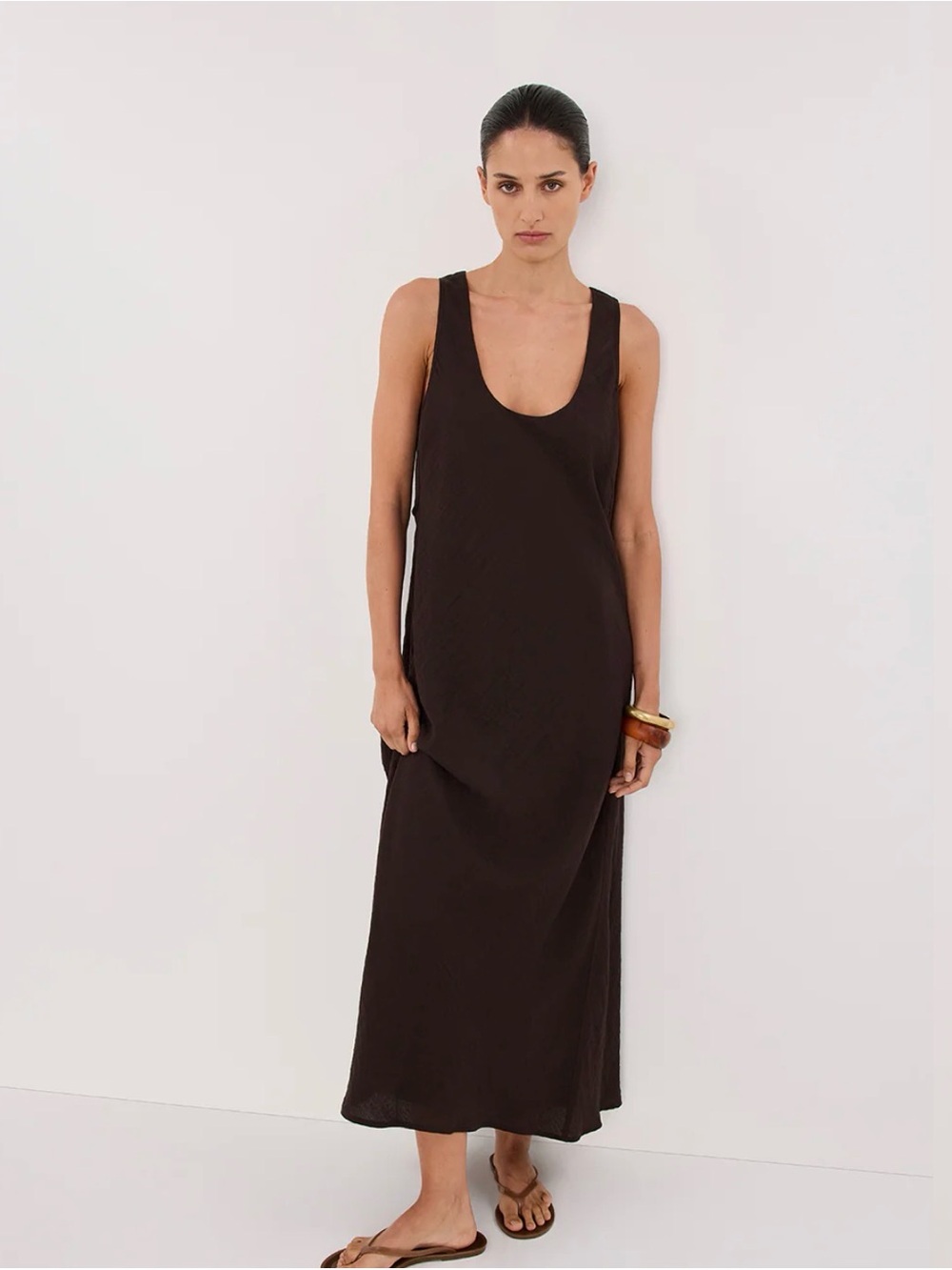 DISSH Chocolate Brown Maxi Tank Dress